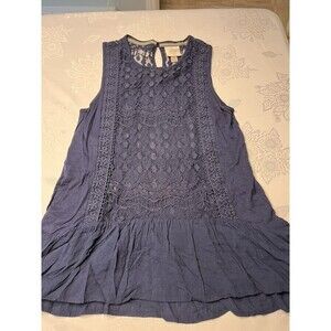 Knox Rose Navy Blue Lace Swing Tunic Top Sleeveless Women’s XS Boho